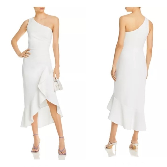 AQUA Off the Shoulder Crepe Cocktail Dress - Picture 1 of 9